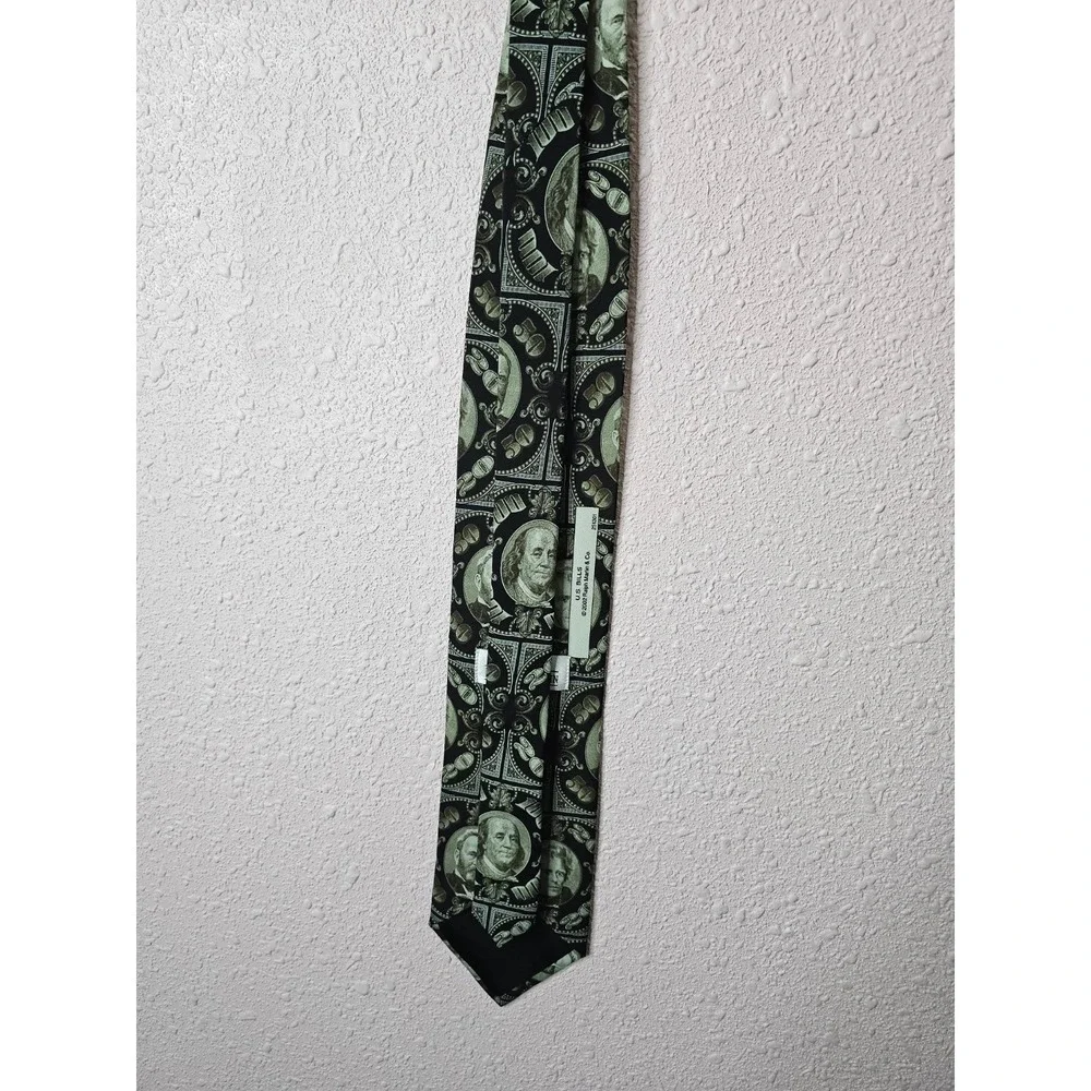Ralph Marlin 2002 US Bills Money Currency Novelty Tie Green Black